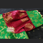 Light Green Banarasi With Red Banarasi Shoulder Design Glass Sleeves Blouse 2