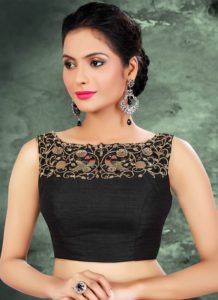 black silk sleeveless blouse | Sleeveless Blouse Designs For Silk Sarees