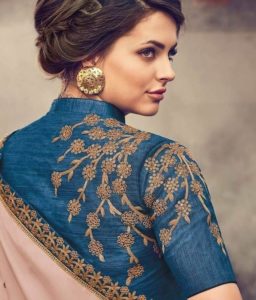 blue embroidered blouse | Blouse Embroidery Designs Silk Sarees