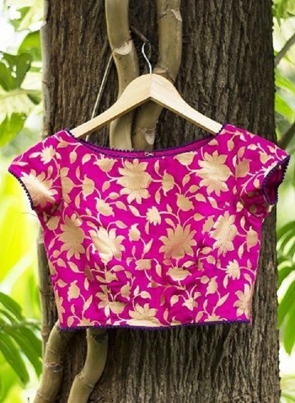 boat neck blouse with floral designs 3