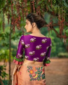 violet embroidery blouse