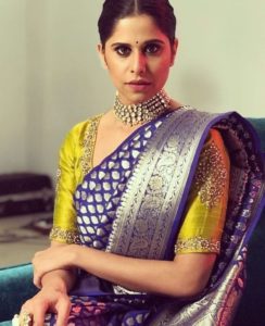 yellow blouse with blue banarsi saree | Banarasi Silk Saree Blouse Designs