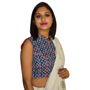 blue ajrak sleeveless blouse 