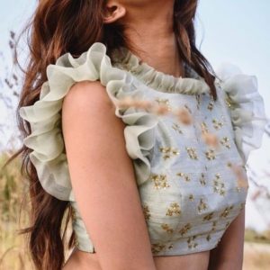 flower embroidery frill blouse
