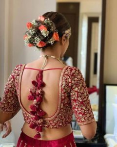 full embroidered back side marriage blouse design