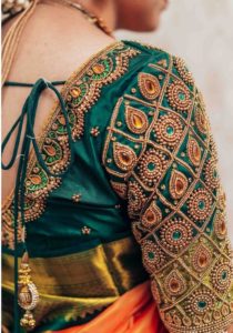 green aari work blouse sleeves design