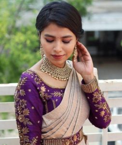 purple golden embroidery heavy blouse