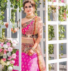 pink designer blouse for bridal lehnga