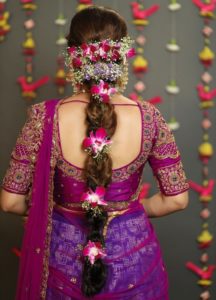 purple embroidery marriage blouse designs