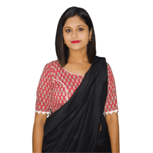 red ajrak flower motive blose with white frill and latkan 1