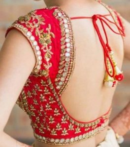 red mirror work bridal blouse designs