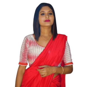 white red ikkat blouse with lace 1