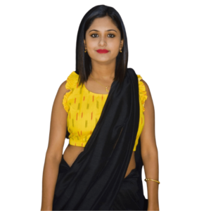 yellow ikkat sleeveless blouse with frill 21