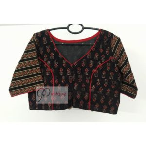 black red ajrak cotton blouse