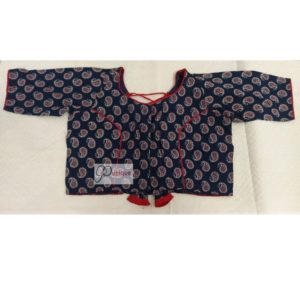 blue ajrak with red piping