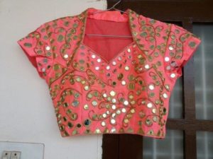full mirror work partywear blouse design