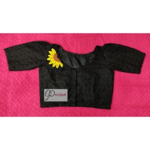 black hakoba with hand embroidery with lace blouse