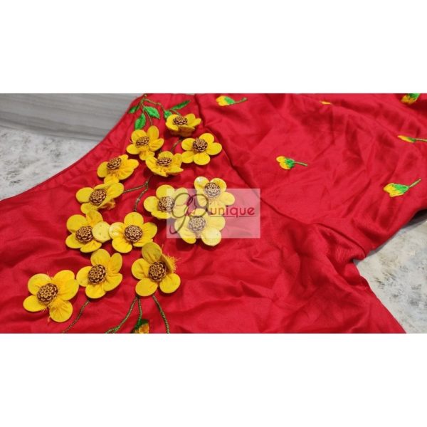 red yellow green 3d hand embroidery blouse 4