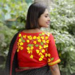 red cotton silk with kagoj full 3d embroidery blouse