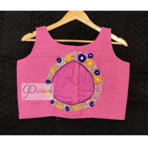 baby pink hakoba with embroidery blouse