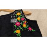 Black Khadi With Hand Embroidery Blouse