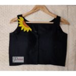 black khadi with sunflower embroidery blouse