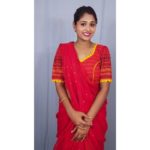 red designer khadi with embroidery blouse1