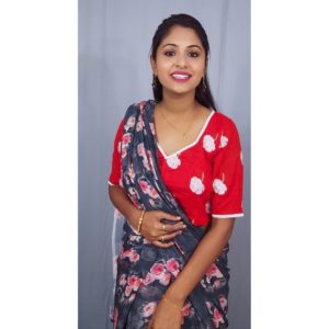 red khadi with joba emboridery white lace blouse