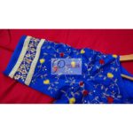 blue floral motif maggam blouse design2