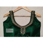 bottol green colour sleeveless maggam work blouse5