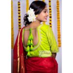 parrot green body golden beads with white pearl maggam work blouse2