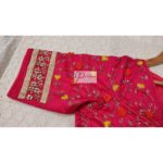 pink floral motif maggam blouse design2