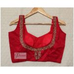 red colour sleeveless maggam work blouse4