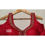 red colour sleeveless maggam work blouse5
