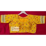 yellow floral motif maggam blouse design3