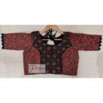 reddish brown and black ajrak desing blouse3
