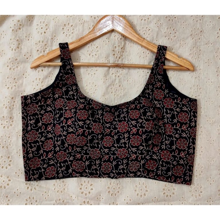 Black Cotton Ajrak Top
