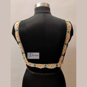 black khadi with multicolors work handmade lace blouse1