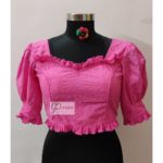 pink hakoba with cotton frill croptop blouse