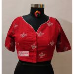 red white cotton durga embroidery blouse design