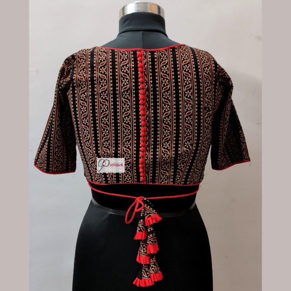 black red ajrak with latkan blouse