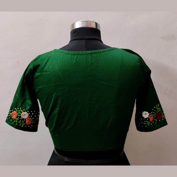 green hand embroidery (aari work) glass sleeves blouse design3