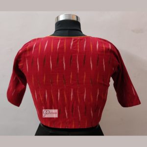 red multicolours ikkat blouse design1